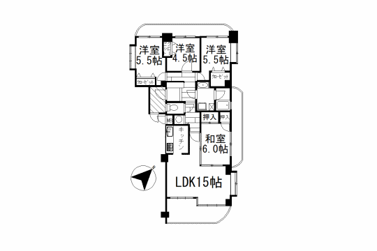 ライオンズマンション湯河原町福浦 6階の間取り